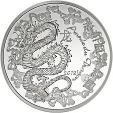 5 x 2012 €10 Silver Proof - Year of the DRAGON